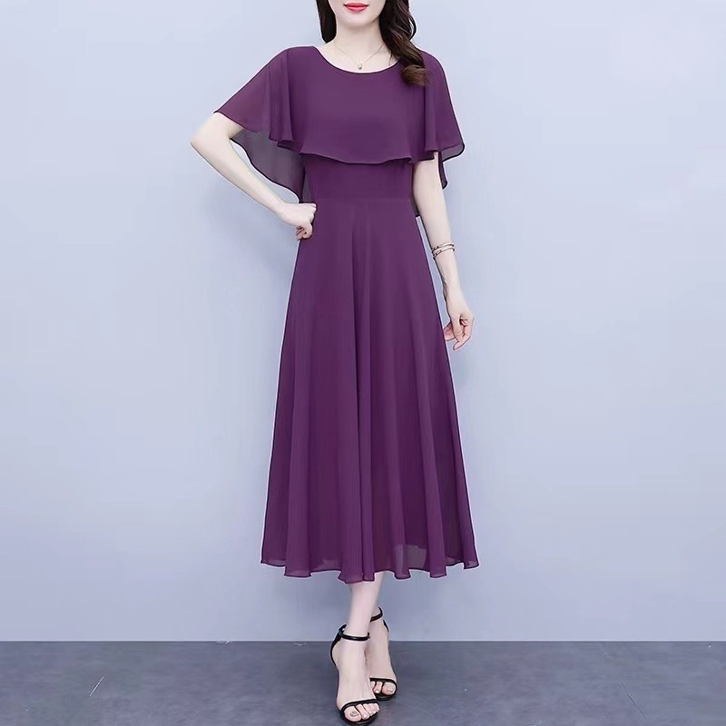 PROMO / Gaun Panjang Hitam Sifon Korea Baru/Dress Hitam Panjang/Midi Dress Korea