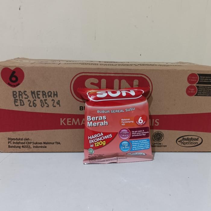 Bubur SUN Beras Merah ekonos 120 gr / 1 dus / 24 pcs