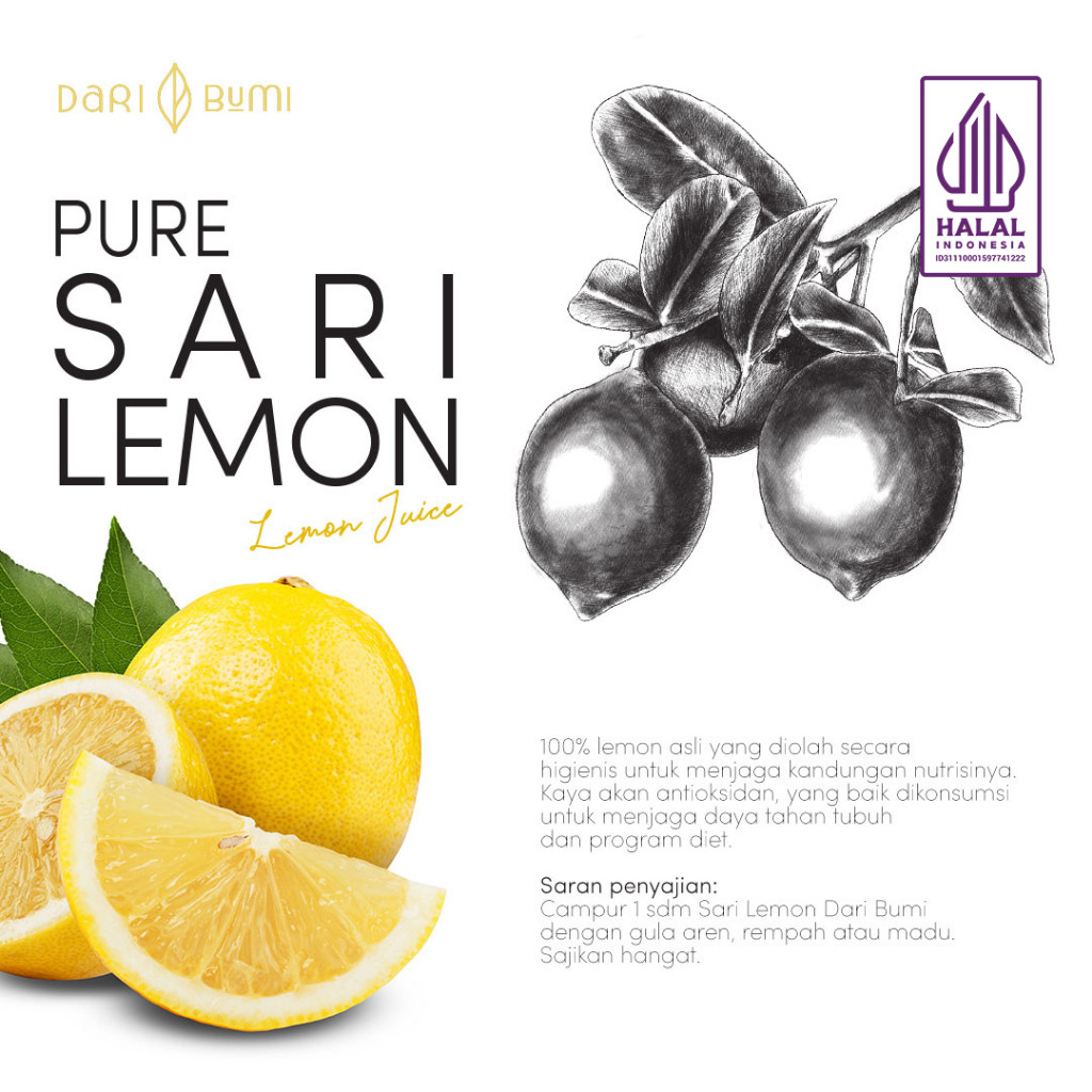 

Dari Bumi Sari Lemon 500 Ml Minuman Diet Alami Halal Premium Pure