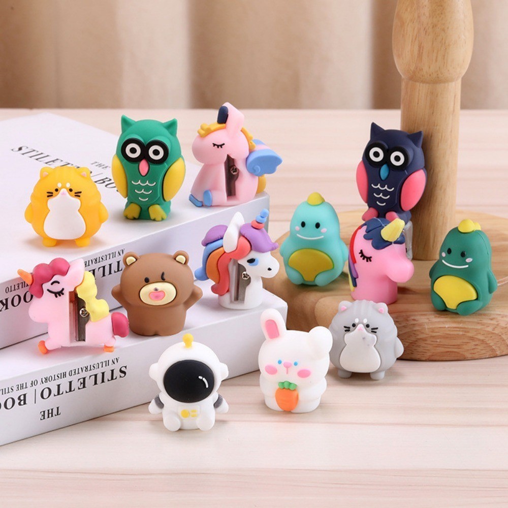 

Animal Soft Glue Pencil Sharpener Cartoon Dinosaur Owl Pvc Cute Mini Shape Glue Pencil Sharpener
