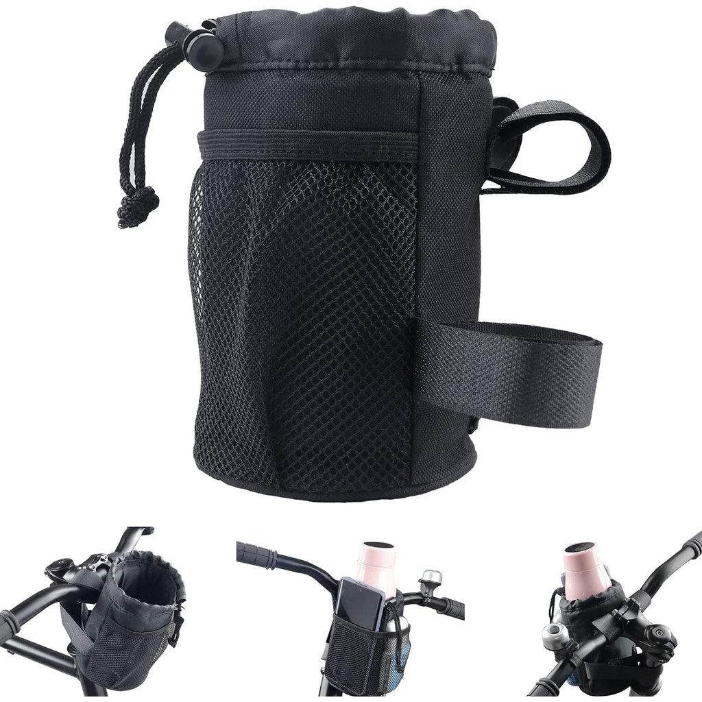 2In1 Bicycle Handlebar Phone Holder Bike Water Bottle Holder Mesh Pocket Universal Fit Mountain Road
