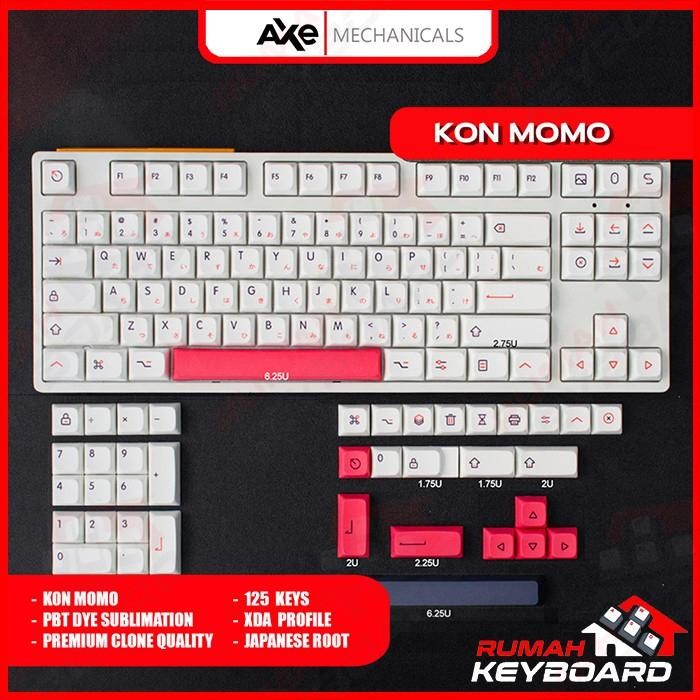 Jasmin.store1 KEYCAP - KEYCAPS - XDA - KON MOMO - PBT - DYE SUB - WHITE - 126