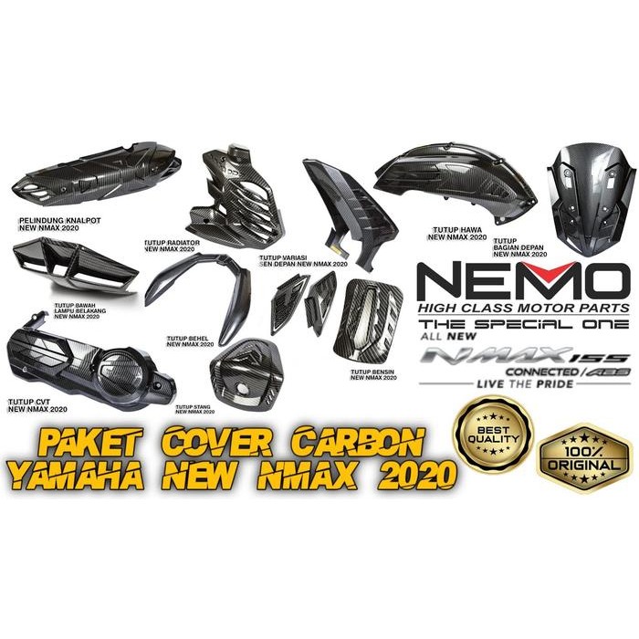 LANGSUNG GAS. PAKET AKSESORIS COVER ALL NEW NMAX 2020 2021 2022 FULL BODY CARBON NE