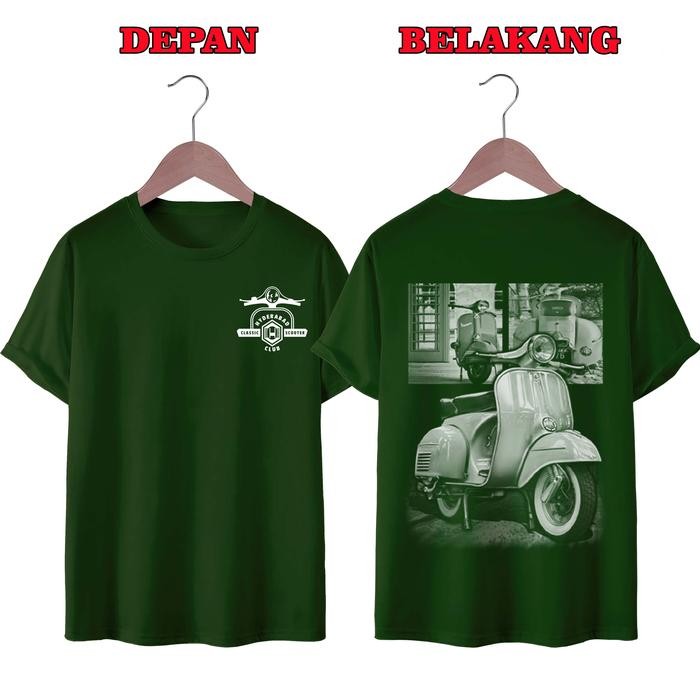 Modo- Kaos Distro Unisex (Pria Dan Wanita) Terbaru, Kaos Jumbo Vespa Lawas Santai