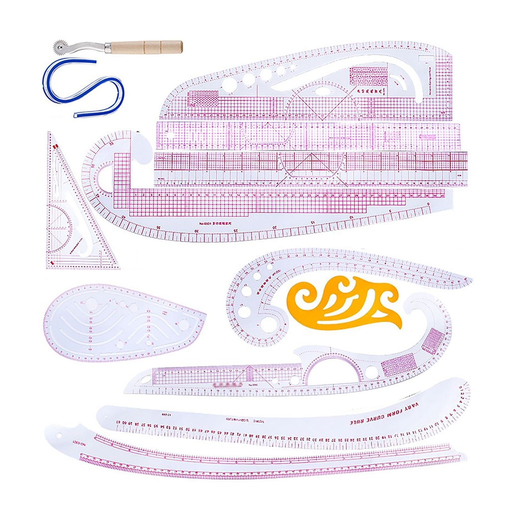 13Pcs Sewing French Curve Ruler Tailor Measuring Kit Clear Sewing Drawing Ruler Yardstick Sleeve Cra
