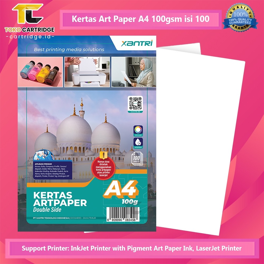 

KERTAS ART PAPER XANTRI ORIGINAL A4 260GSM 230GSM 50PCS 100GSM ISI 100 DOUBLE SIDE F4 260GSM 230 GSM