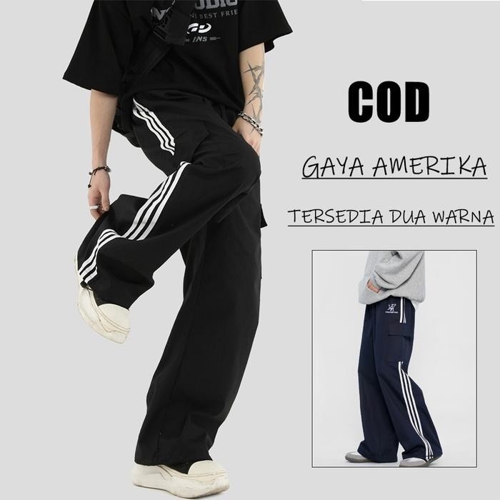 Ikonik- Celana Panjang Pria Celana Cargo Panjang Pria Gombrong Cargo Korean Style Celana