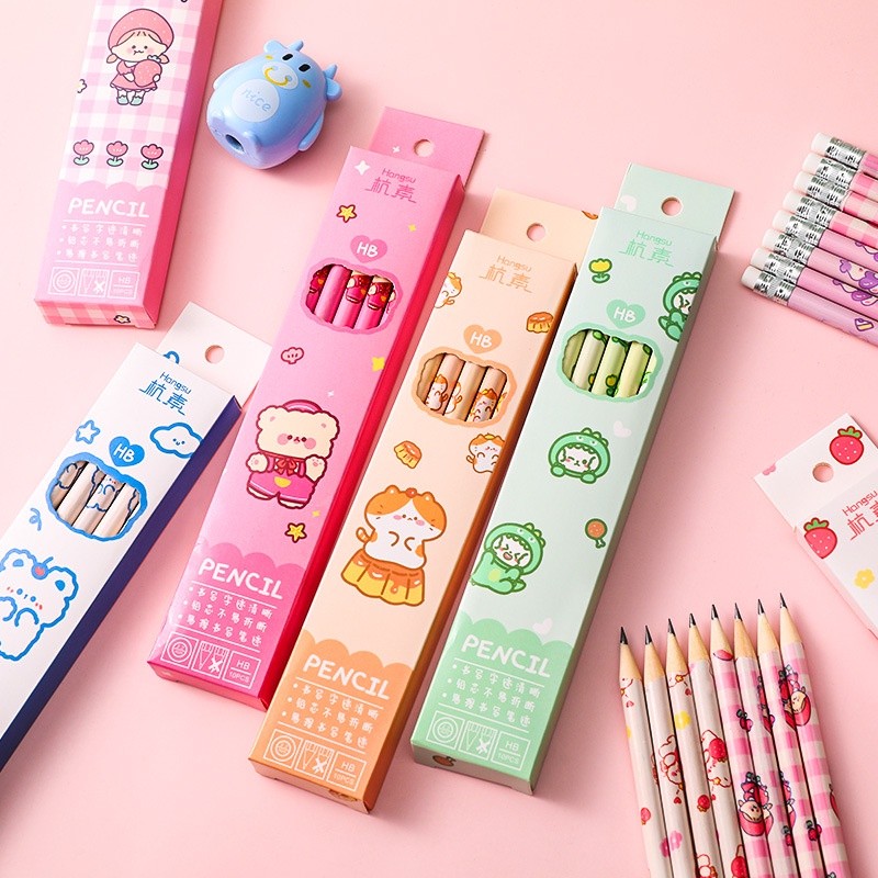 

10Pcs/Box Wooden Lead Pencils Cute Kawaii Cartoon Hb Pencil Sketch Drawing Stationery Student School