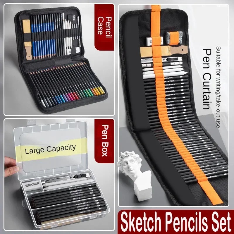 

27/38/47 Pcs Sketch Pencils Set With Pen Bag Large Capacity Professional Pencil Painting Drawing