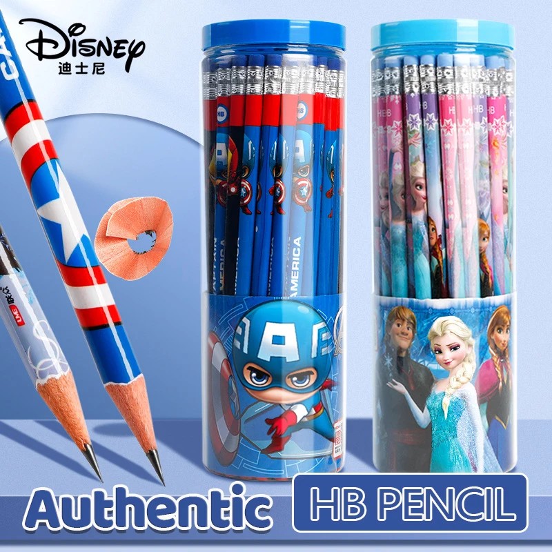 

New 30Pcs Per Bucket Of Disney Cartoon Pencils Hb Wooden Pen Holder With Rubber Children'S Writing