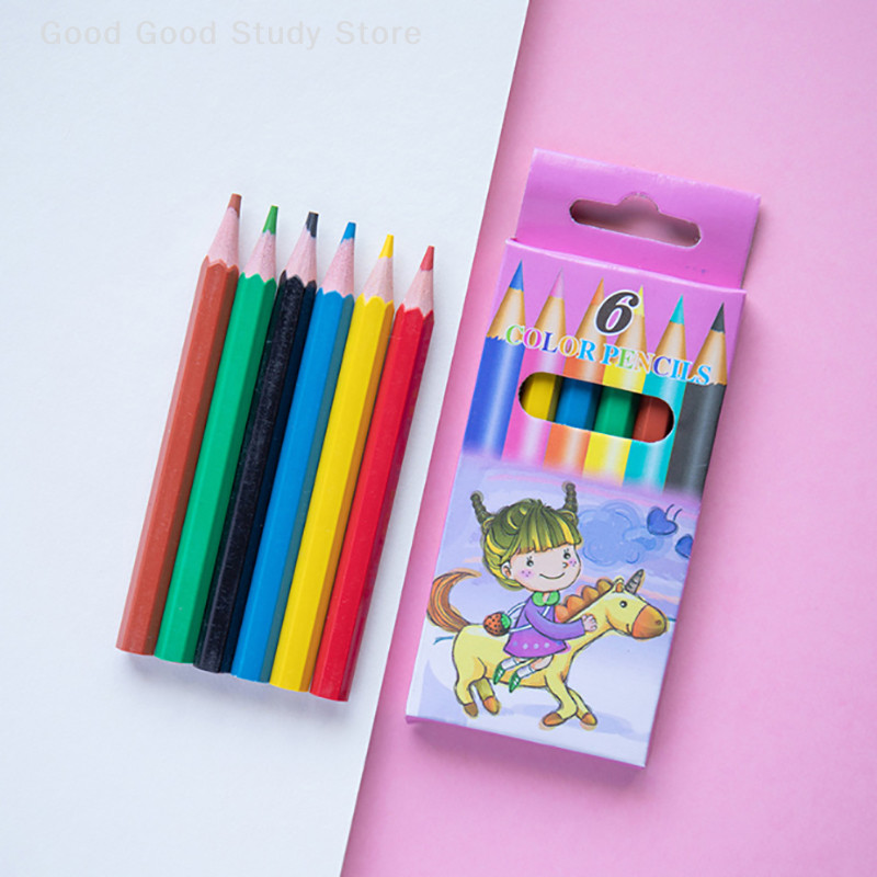 

6Pcs 3.5Inch Wooden Pencil Painting Crayons Kawaii Colored Pencil Set For Kids Drawing Crayons