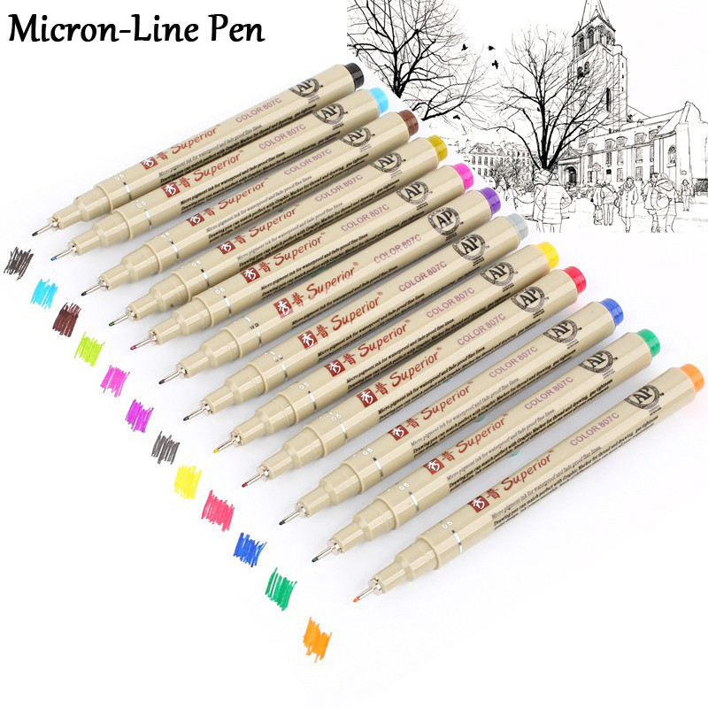 

12 Colors Pro Pigma Micron Pen Set Waterproof Finecolour Needles Liner Pens Drawing Lines Colour Pen