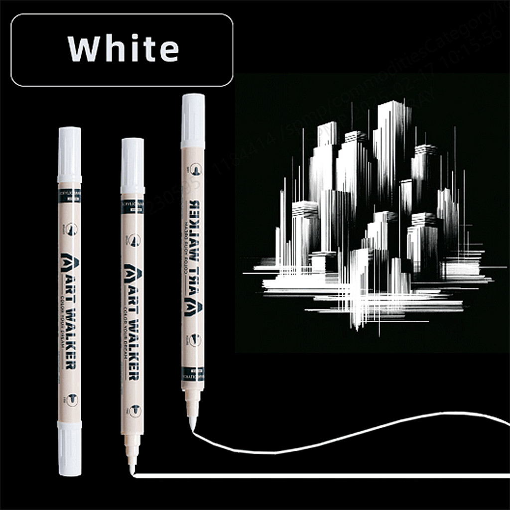 

12Pcs Art Dual Tip Acrylic White Paint Marker Pens, Medium Tip, Suitable For Rock Painting, Stone,