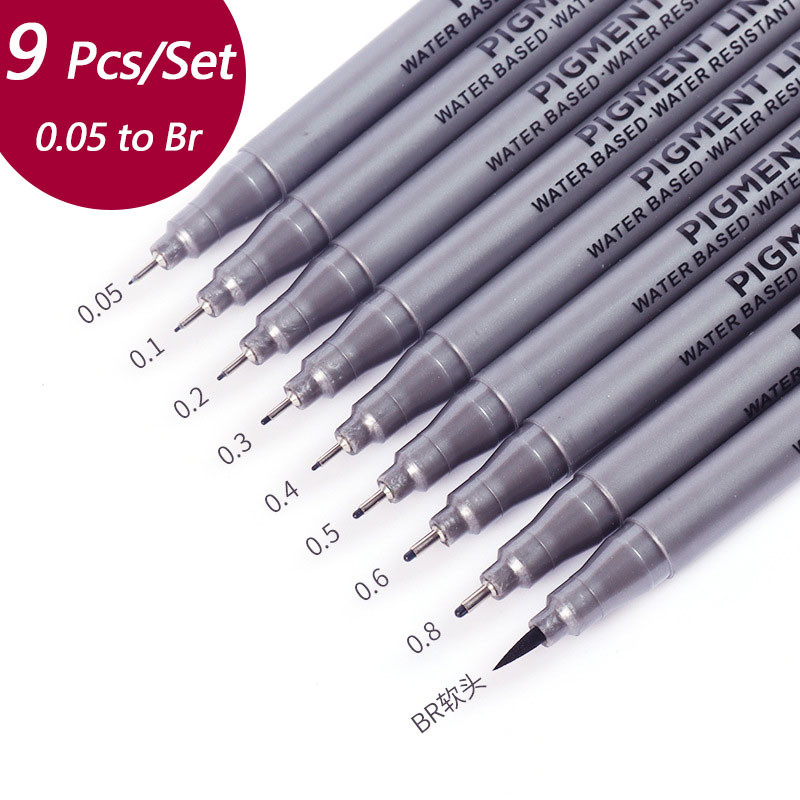 

9 Pcs Waterproof Art Markers Painting Needle Pen Fast Dry Fineliner School Drawing Sketching Journal