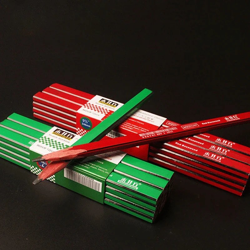 

12Pcs Of Flat Woodworking Pencils For Carpentry Thick Black Core Pencils For Marking And Painting On