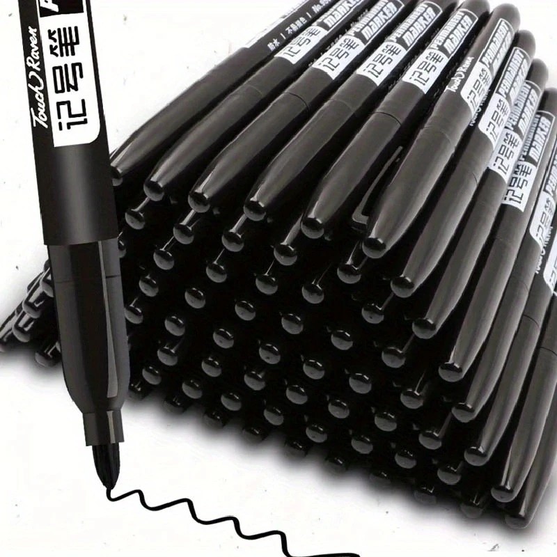 

6 Pcs/Set Permanent Art Marker Pen Fine Point Waterproof Ink Thin Nib Crude Nib Black Blue Red Ink