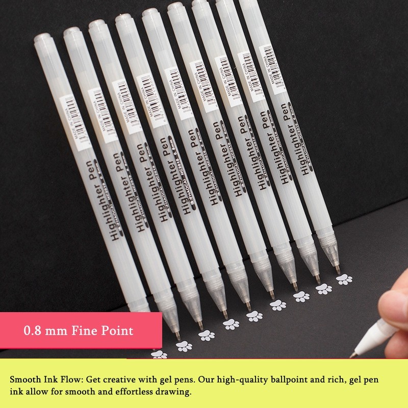

3/13Pc White Gel Pen 0.8Mm Fine Point White Pen Refill Rod For Artists Art Drawing Sketching Writing