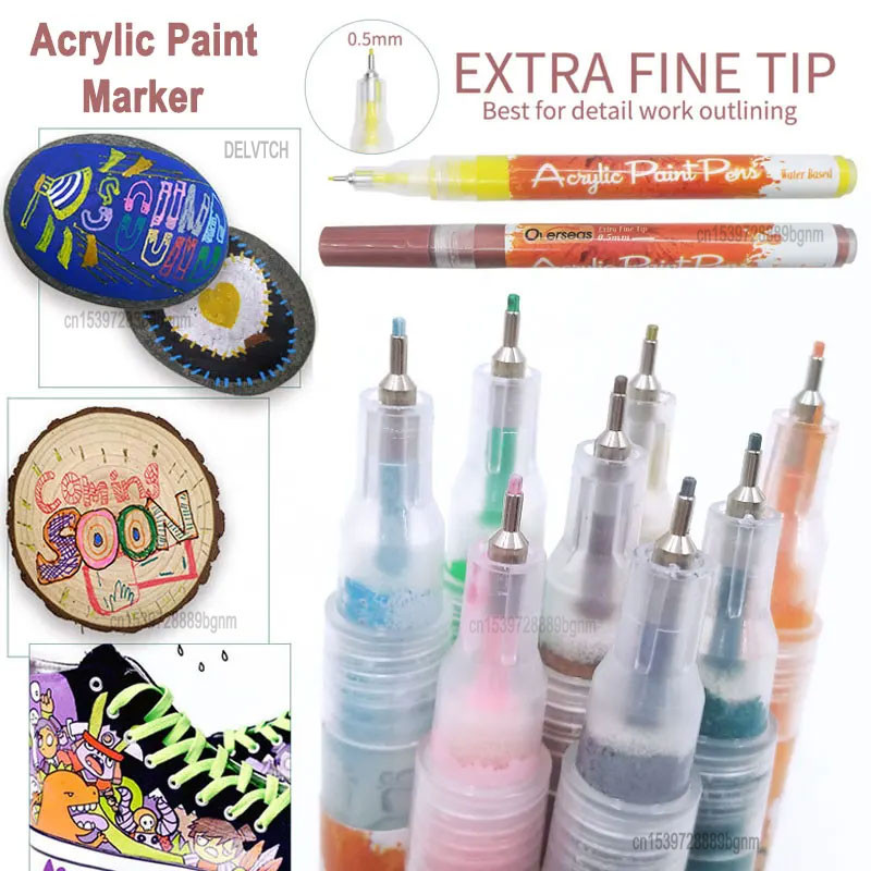 

0.5Mm Fine Line Needle Tip Acrylic Paint Art Marker Card Ceramic Stone Glass Fabric Clothes Drawing