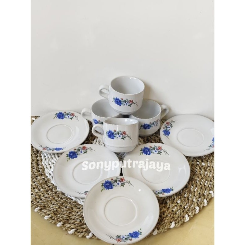 Terapitrendy Cangkir Kopi Set Keramik Gelas Kopi Gelas Teh Isi 6 Cangkir 6 Tatakan Cangkir Cafe
