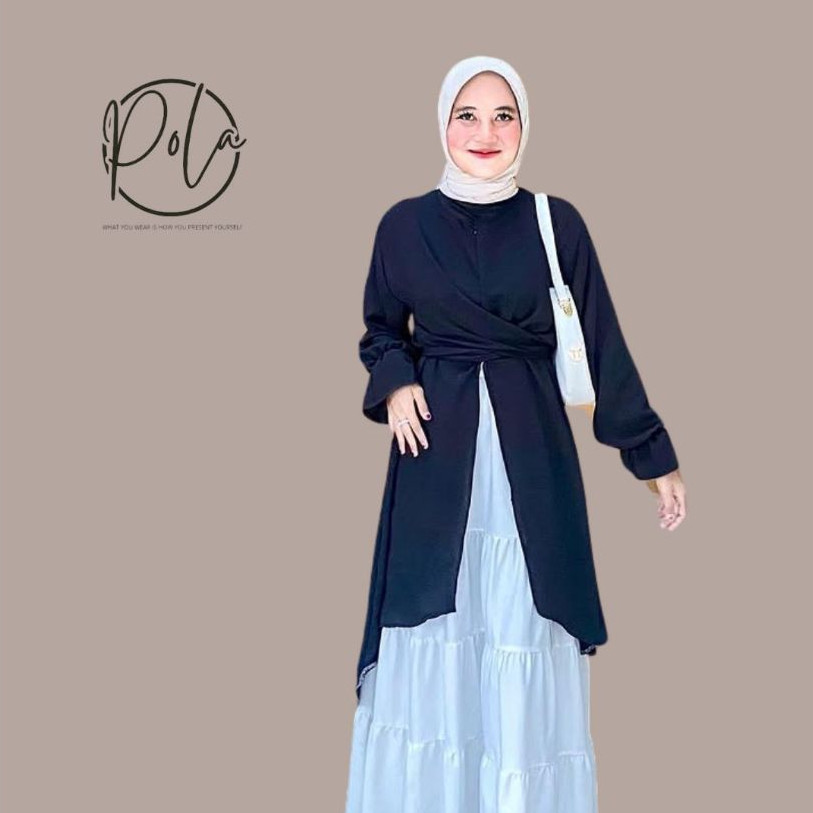 PROMO / Pola Wear Clara Long Tunik 3in1 Crinckle Airflow Oversize Kekinian LD 120 Jumbo Outfit