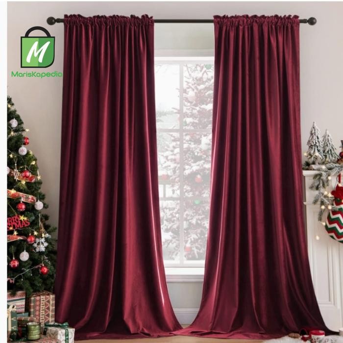 ..... Gorden Blackout Bludru Polos Minimalis Maroun