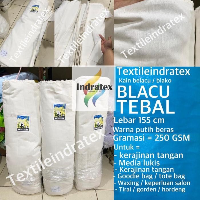 ..... ( Per 1 Roll ) Kain Belacu Blacu Blako Tebal Rollan Lebar 155 Cm Calico Fabric Warna Putih
