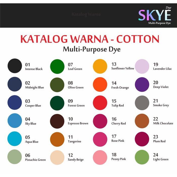 

SKYE DYE - Pewarna Pakaian - Celup Baju dan Kain Textile - Tie Dye - PEWARNA KAIN by MASTERPIECE