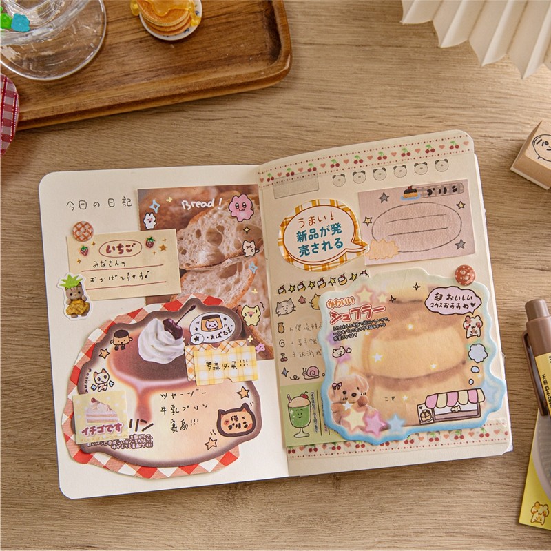 

30 Sheets Cute Retro Y2K Dessert Sticky Notes Message Paper Journal Diy Material Base Memo Pad
