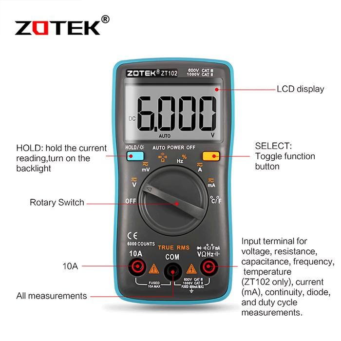 AVOMETER DIGITAL ZOTEK ZT102 / MULTITESTER DIGITAL ZT102 ORIGINAL