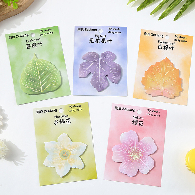 

Cute Kawaii Plant Leaf Sticky Note Memo Pad Delicious Greedy Cat Planner Sticker Stationery School