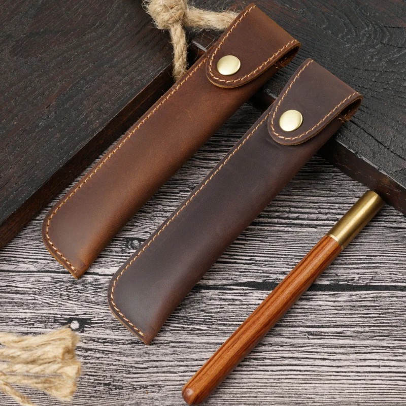 

Retro Fountain Pen Case Genuine Leather Handmade Pencil Bag Pen Cover Stationery Creative Protective