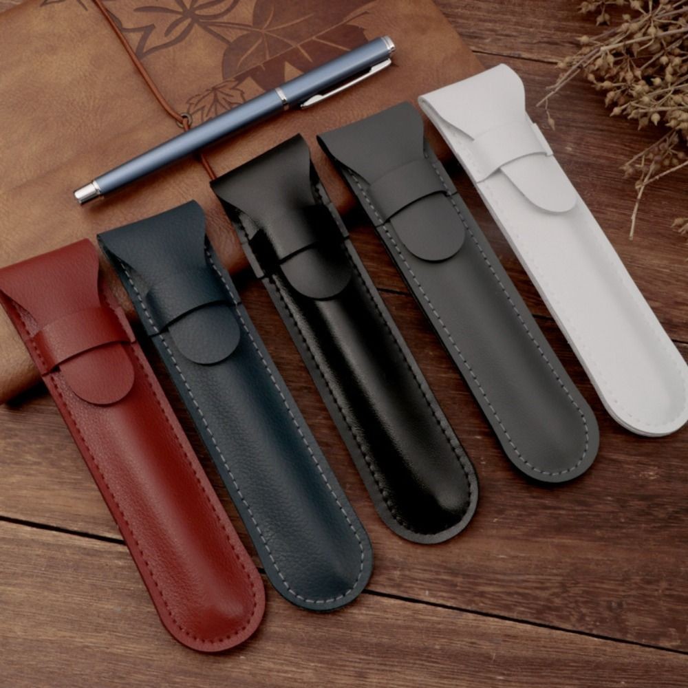 

3Pcs Pu Leather Pencil Case School Pen Storage Bag Pen Case Pen Protective Sleeve Small Sign Pen