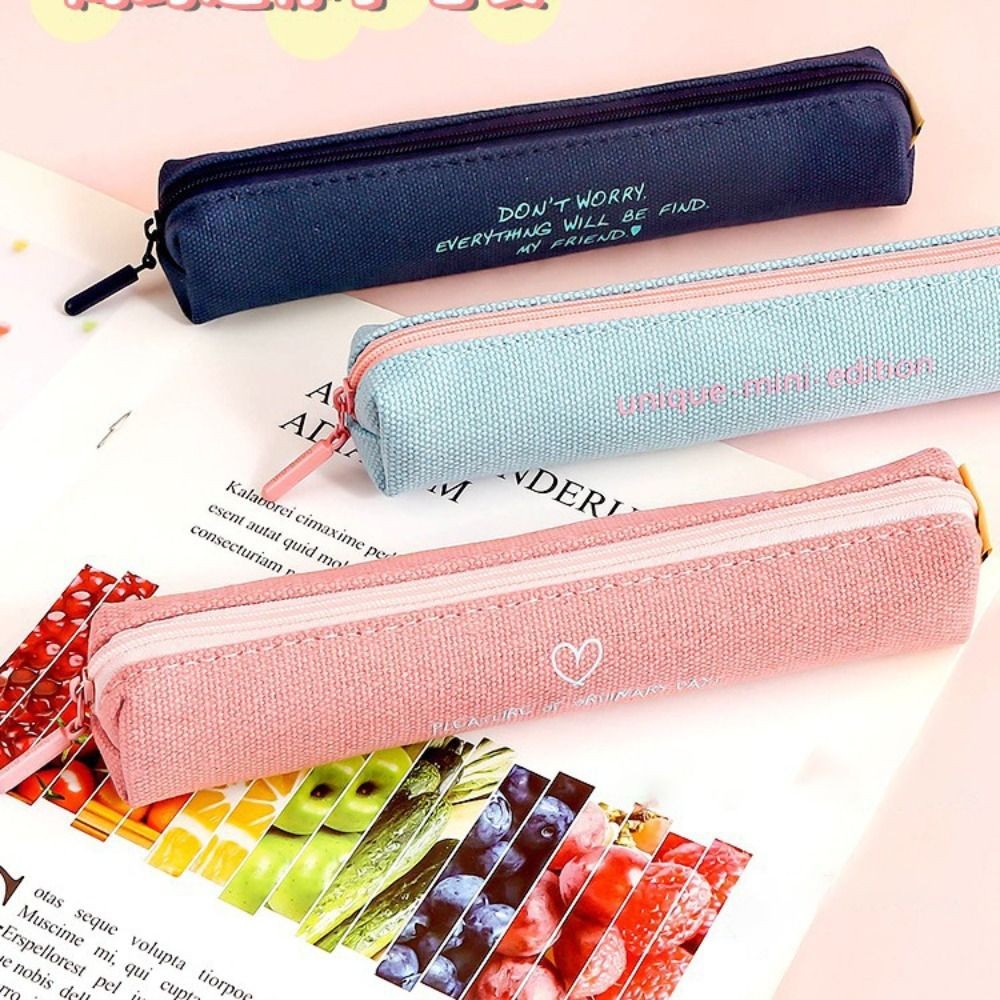 

Simple Mini Pen Bag Portable Thickened Canvas Pencil Case Fashion Cute Small Stationery Storage