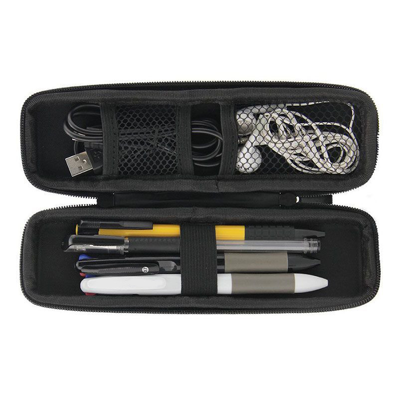 

Pen Pencil Case Pu Leather Pencil Box Black Earphone Bag Vintage Style Stationery Pen Case Pen Bag