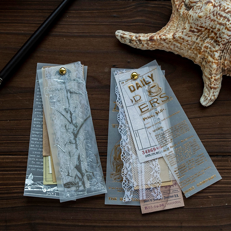 

Yoofun 10Pcs Golden Silver Material Paper Decorative Junk Journal Poems Cards Stationery