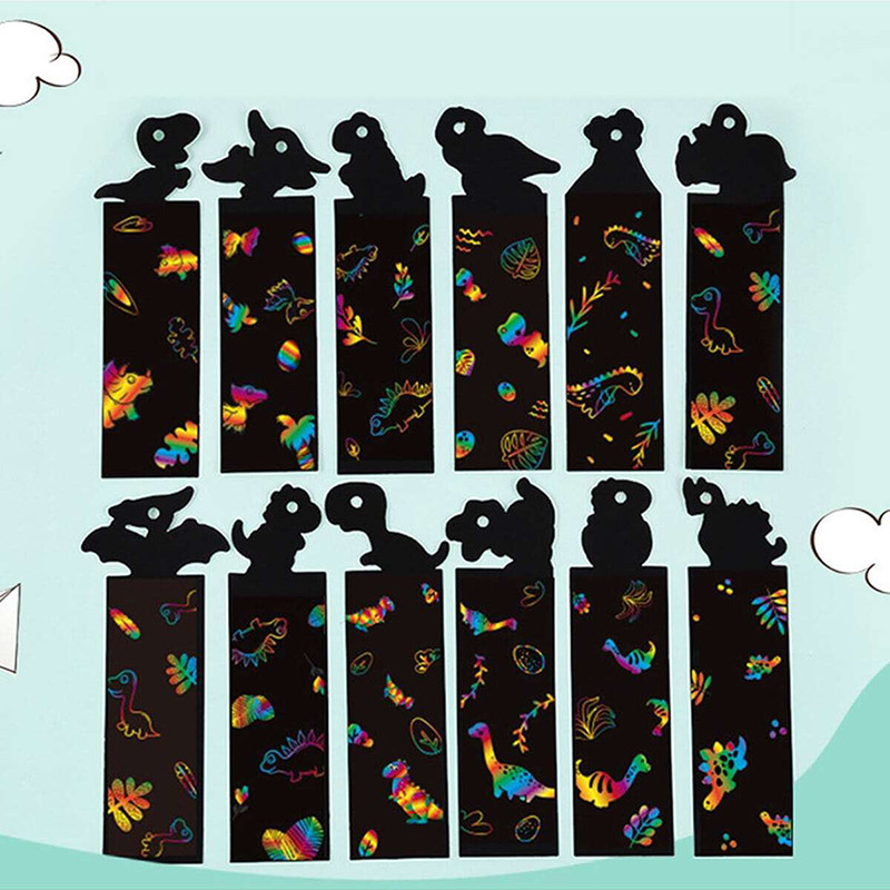 

12Pcs Bookmark Scratch Paper Diy Children Painting Toys Puzzle Early Education Toys Kids Birthday