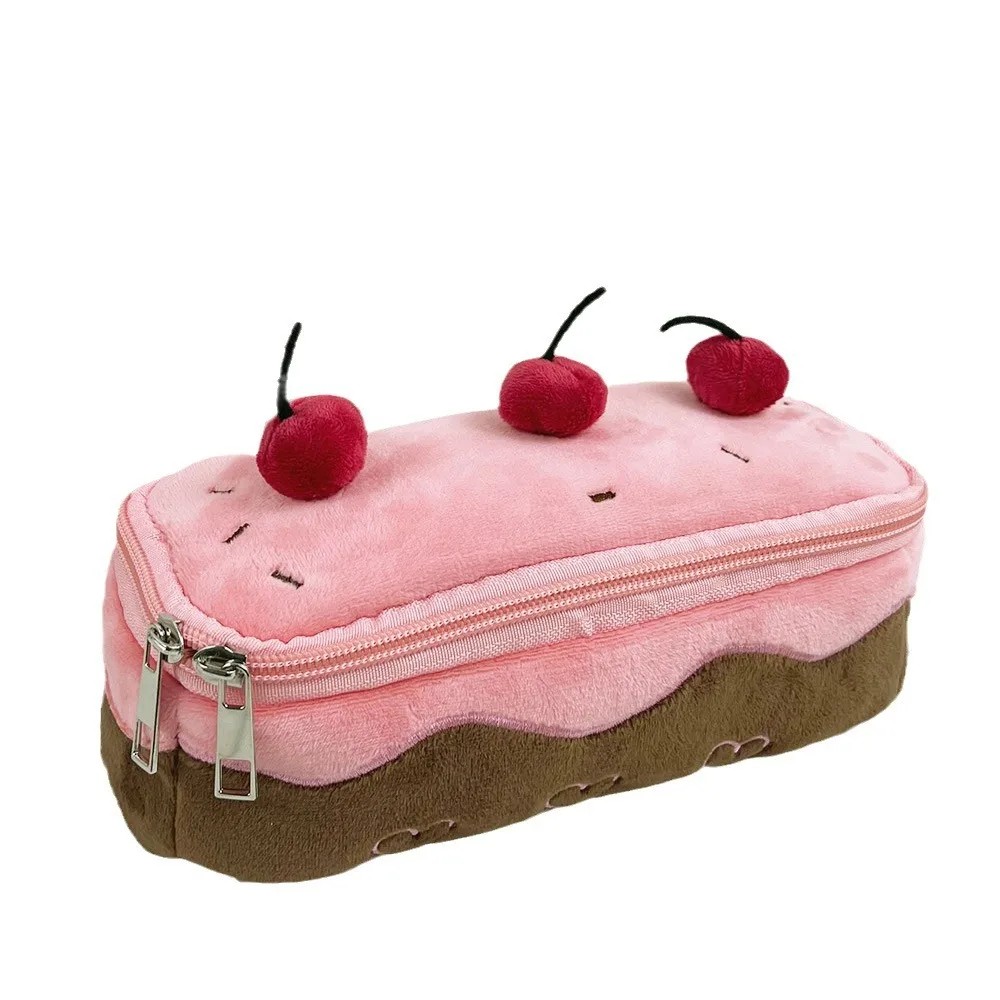 

Cute Plush Cake Pen Bag Exquisite Storage Cherry Large Capacity Student Advanced Stationery Bag