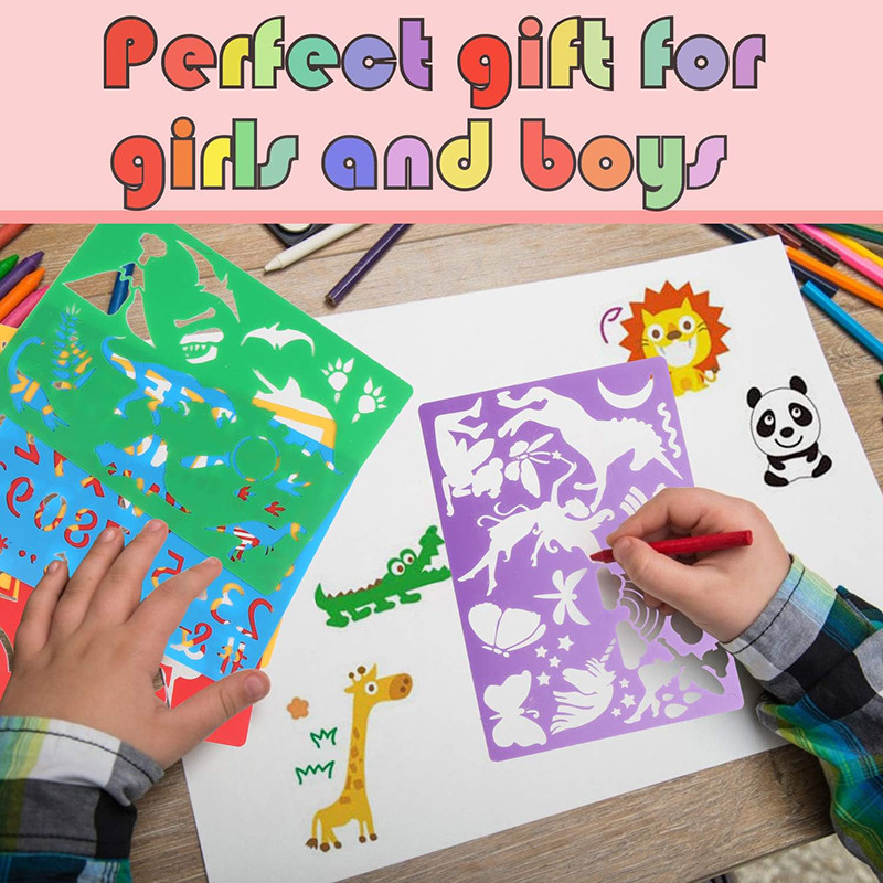 

Kids Drawing Stencils Set 300+ Patterns Drawing Templates Plastic Stencil Kit For Girls Boys Gift