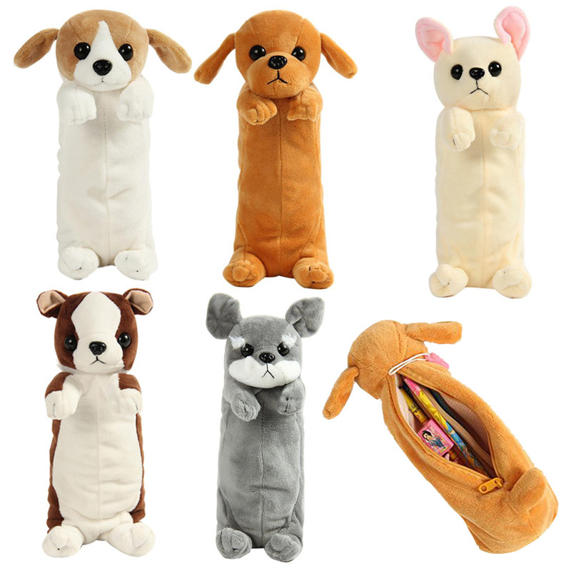 

New Kawaii Novelty Simulation 5 Style Cute Dogs Pencil Case Soft Plush School Stationery Pen Bag