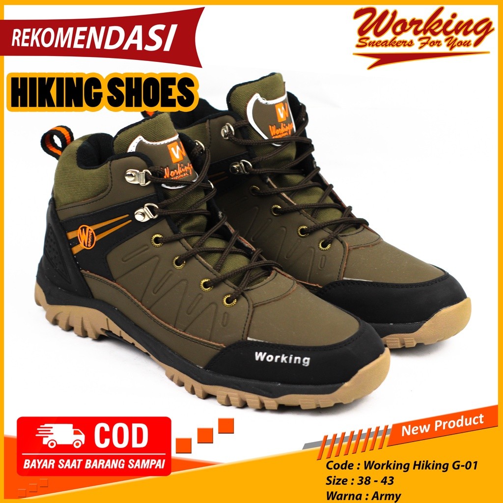 PROMO / Sepatu Pria Boot Working G-01 // Sepatu Gunung Luar Negeri // Sepatu Tracking