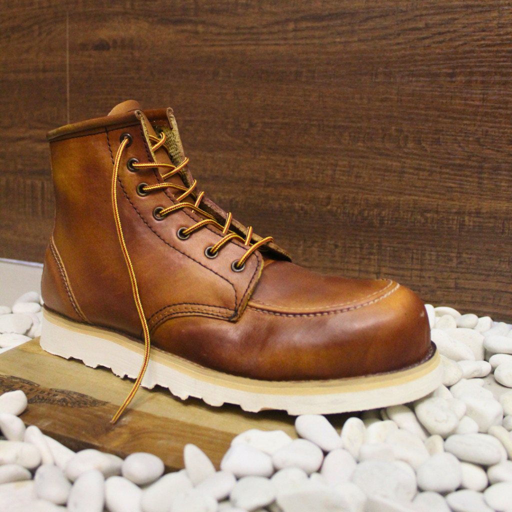 Xrider Moc Toe Sepatu Boots Safety Vintage Brown