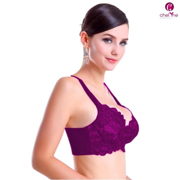 Satinya- Chelyne Bh Busa Tebal 2962 Push Up Full Brukat - Full Cup Bra Dengan K