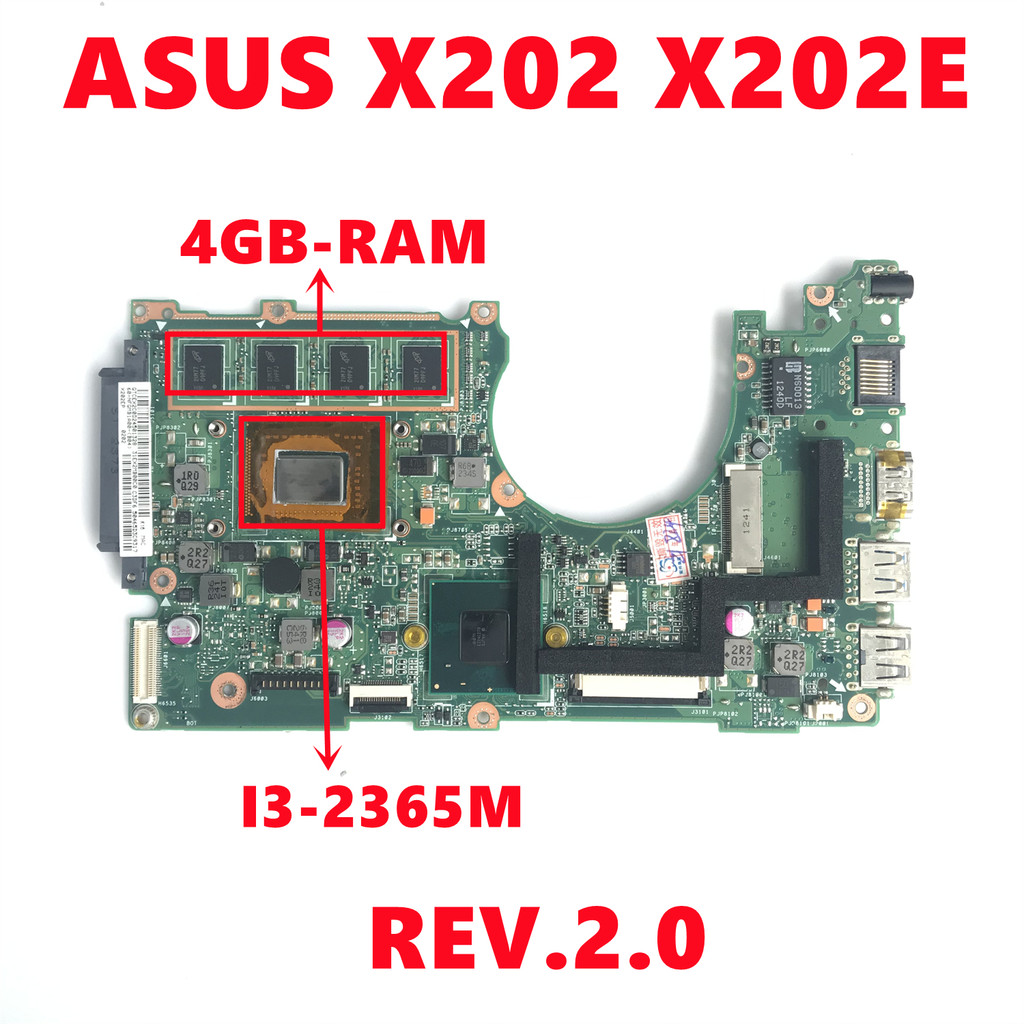 X202E REV.2.0 Mainboard For Asus X202E X201E S200E X201EP Laptop Motherboard With SR0U3 I3-2365M CPU