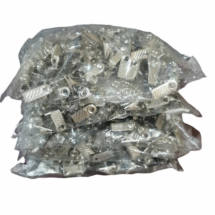 

jepit garis id card / jepitan name tag nikel / 100pcs