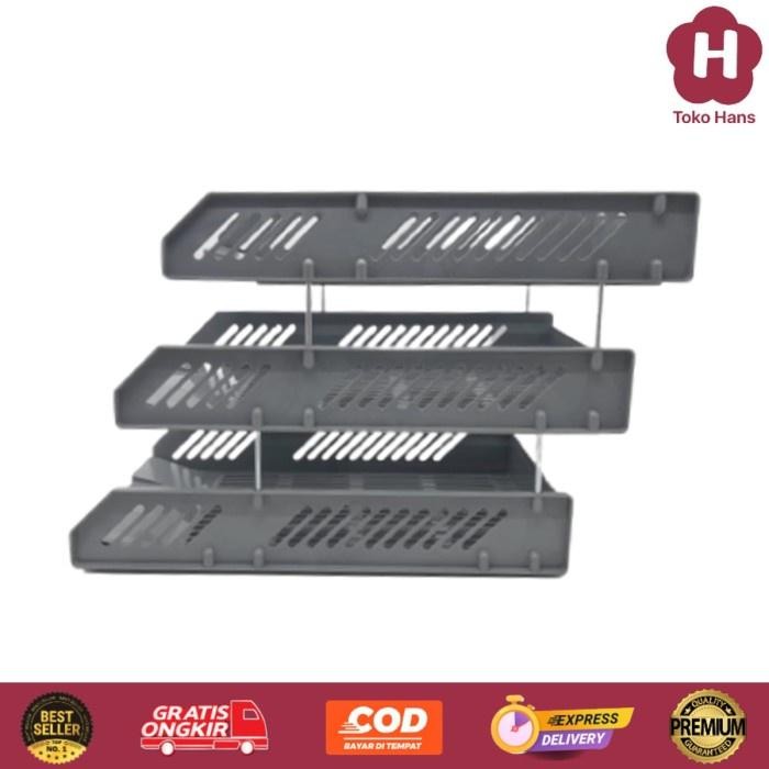 

File Tray Rak Penyimpan File 3 Tingkat Rak Susun File Plastik HIPS