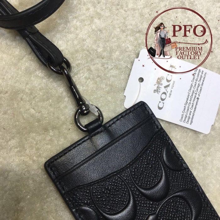 

LANYARD CH 58634 Gantungan Lanyard Signature Embossed Black Leather