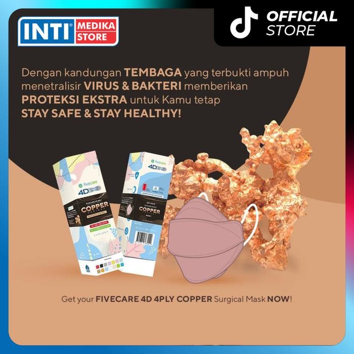 FIVECARE - MASKER 4D SURGICAL 4 PLY COPPER MASKER MEDIS EARLOOP 4PLY