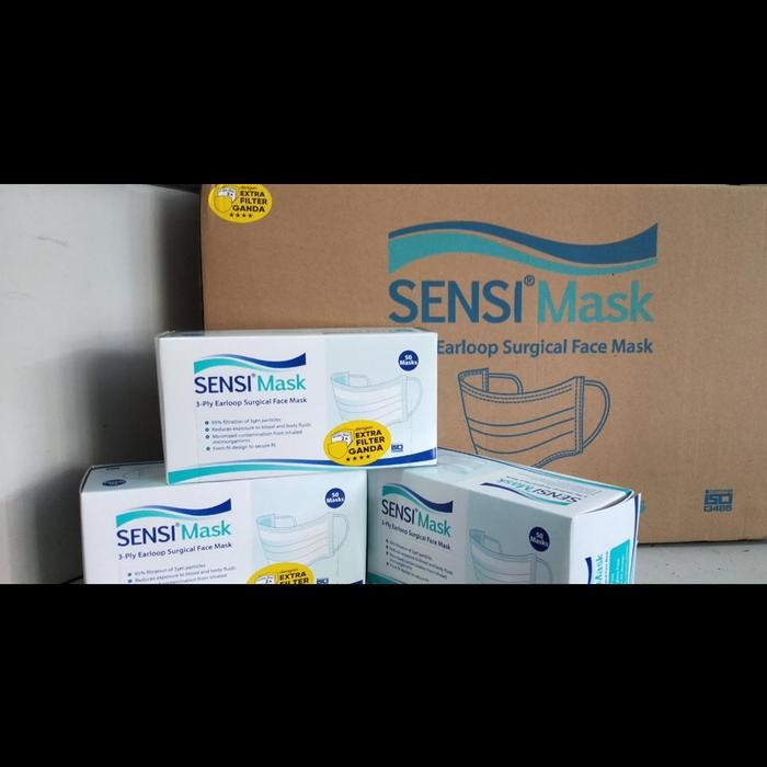 MASKER SENSI 3 PLY EARLOOP SENSI (MASKER BEDAH) EXTRA FILTER GANDA