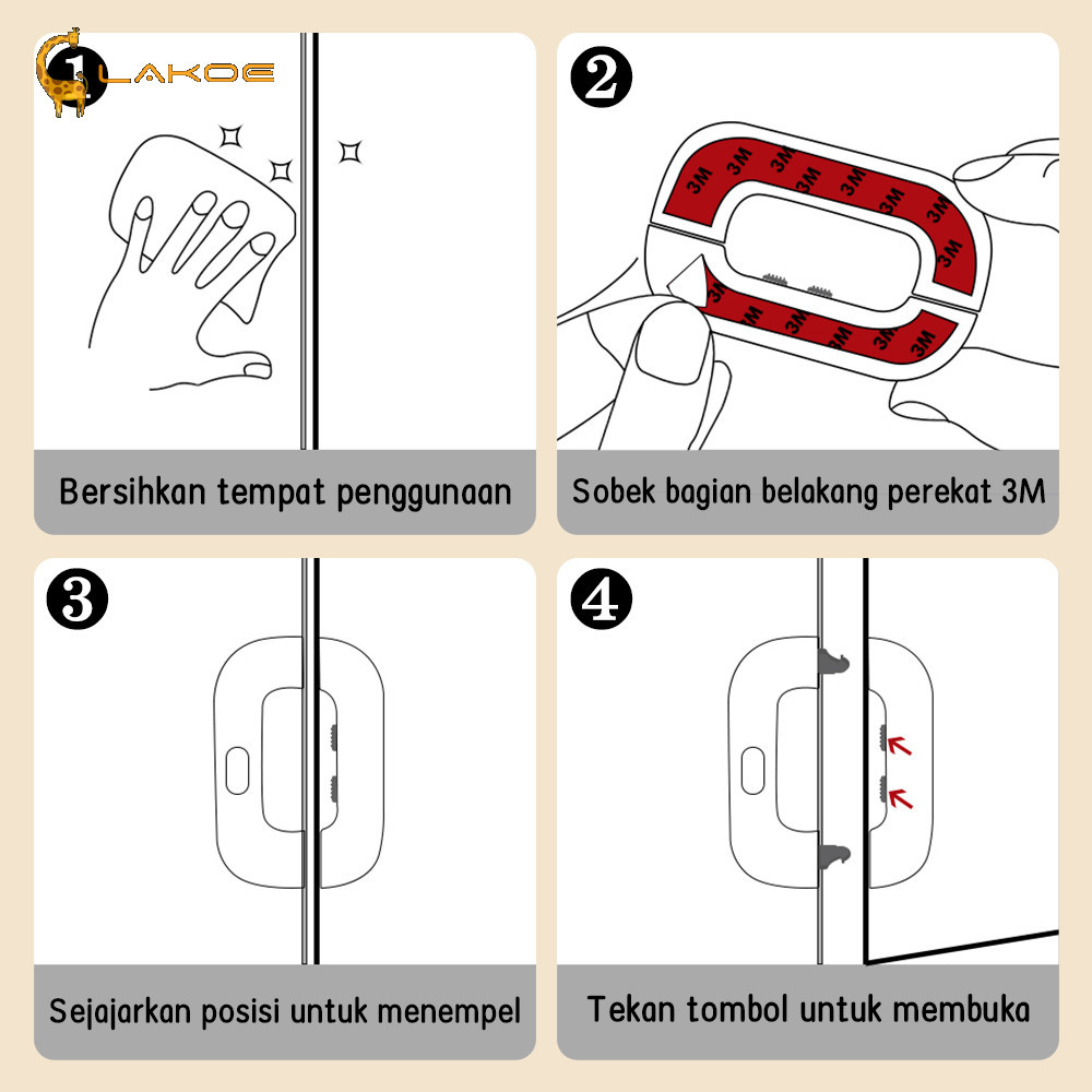 LAKOEOFFICIALMALL Baby Safety Lock Pengunci Kulkas Yang Kuat Kunci Kulkas Pintu Laci Lemari Pakaian