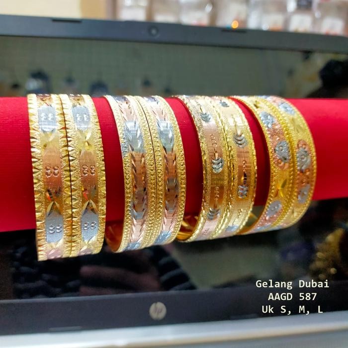 Outsy- Gelang Dubai / Gelang Keroncong / Gelang India Replika Mas 2 Pcs Aagd587 Aksesoris